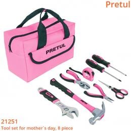 Pretul-21251-ชุดกระเป๋าเครื่องช่างสีชมพู-8-ชิ้น